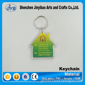 custom logo inside cheap house shape keyring acrylic advertising keychain